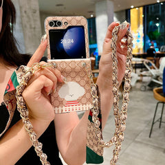 Cartoon Scarf Chain Crossbody Flip Case