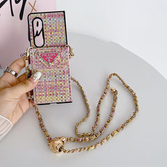 Triangle Logo Card Holder Fold Crossbody Case