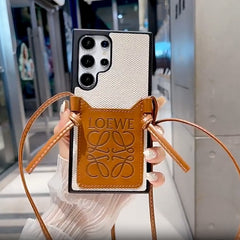 Canvas Leather Embossed Card Crossbody Galaxy Case