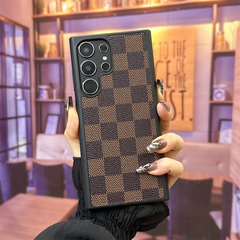Leather Retro Checkerboard Samsung Case