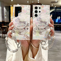 Tiger Floral Pattern Magnetic Holder Samsung Case