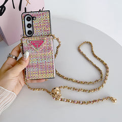Triangle Logo Card Holder Fold Crossbody Case