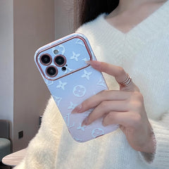 Gradient Pink Embossed Leather Case