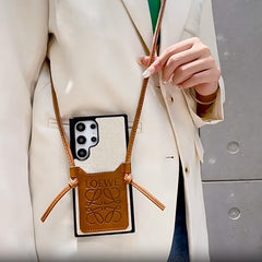 Canvas Leather Embossed Card Crossbody Galaxy Case