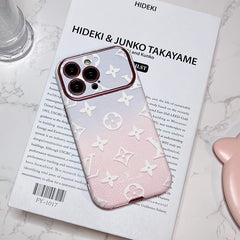 Gradient Pink Embossed Leather Case