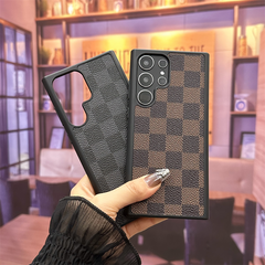 Leather Retro Checkerboard Samsung Case