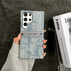 Denim Monogram Embroidery Samsung Galaxy Case