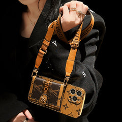Fashion Electroplated Leather Card Holder Crossbody Case