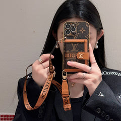 Fashion Electroplated Leather Card Holder Crossbody Case