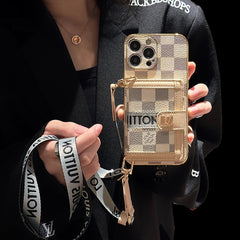 Fashion Electroplated Leather Card Holder Crossbody Case