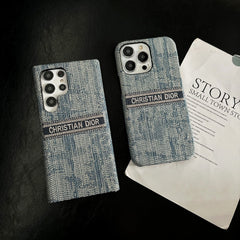 Denim Monogram Embroidery Samsung Galaxy Case
