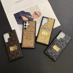 Retro Embossed Square Gold Logo Samsung Case