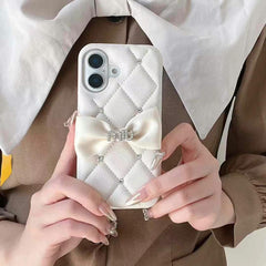 Leather Bowknot Diamond Logo Card Slot Case