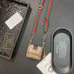 Retro Embossed Earphone Case With Lanyard