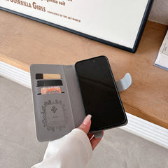 Camellia Wrist Strap Magnetic Leather Card Case